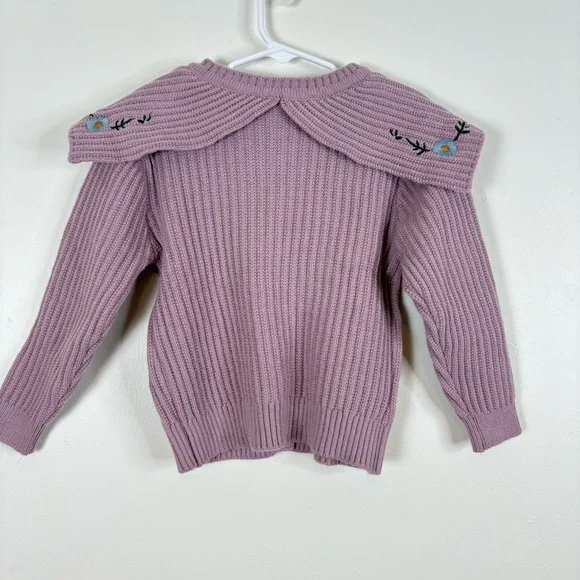Moonut Purple Toddler Cardigan with Floral Embroidery size 3T - Picture 4 of 7